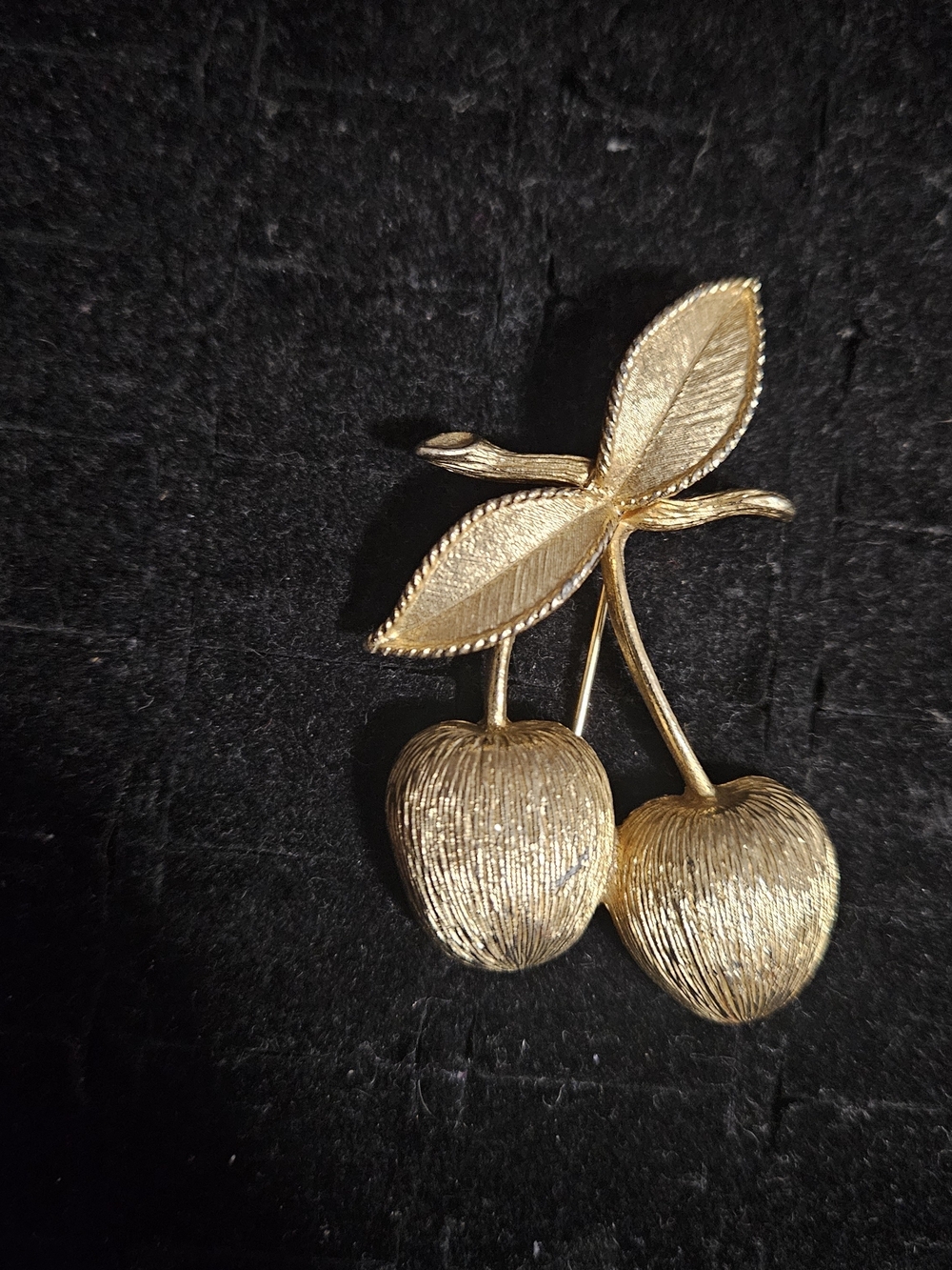 Sarah Coventry Gold-Tone Textured Cherry Brooch